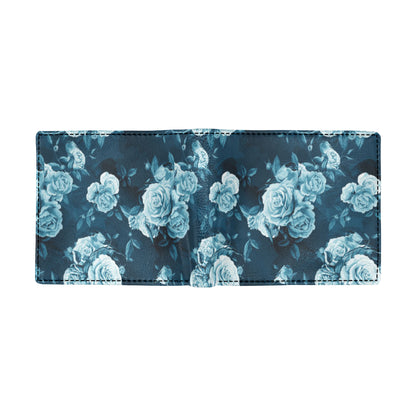 Rose Blue Pattern Print Design RO014 Men's ID Card Wallet