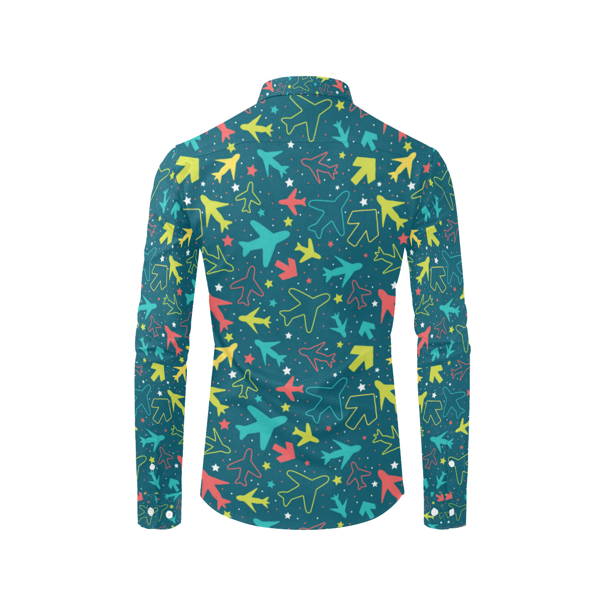 Airplane Pattern Print Design 05 Men's Long Sleeve Shirt