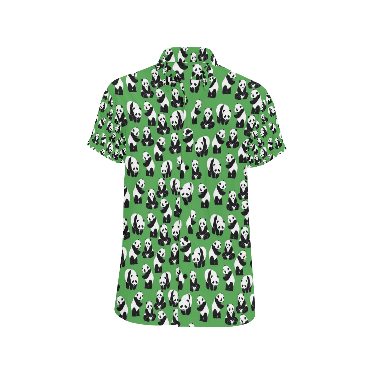 Panda Bear Pattern Themed Print Men's Short Sleeve Button Up Shirt
