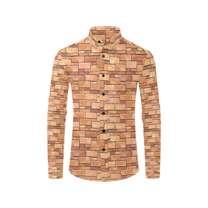 Brick Pattern Print Design 01 Men's Long Sleeve Shirt