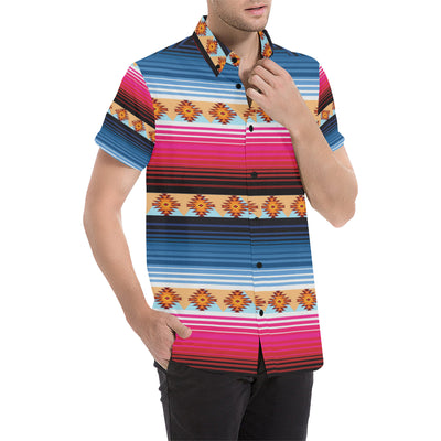 Mexican Pattern Print Design 03 Men's Short Sleeve Button Up Shirt