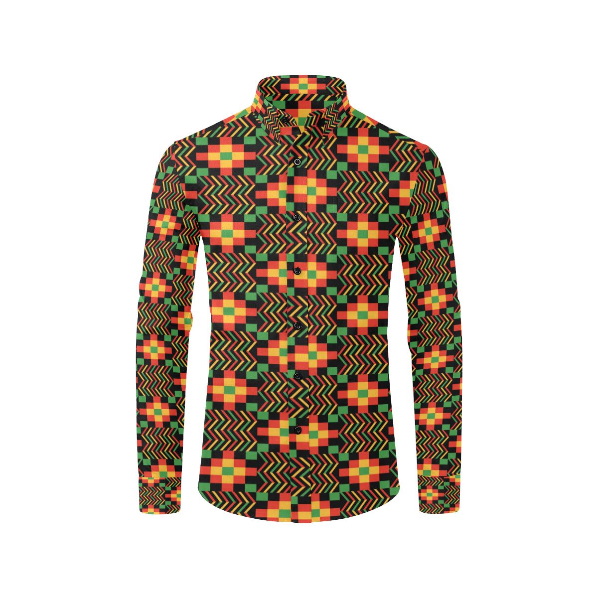 Kente Pattern Print Design 01 Men's Long Sleeve Shirt