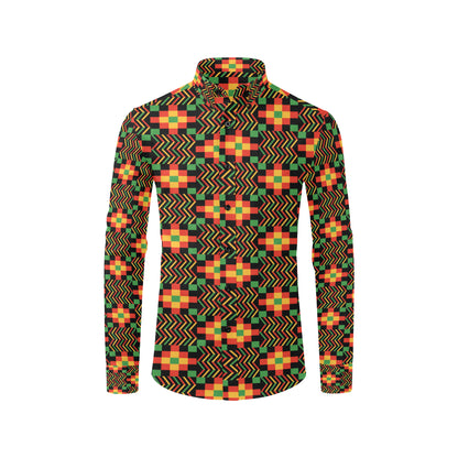 Kente Pattern Print Design 01 Men's Long Sleeve Shirt