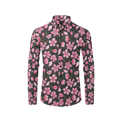 Apple blossom Pattern Print Design AB03 Men's Long Sleeve Shirt