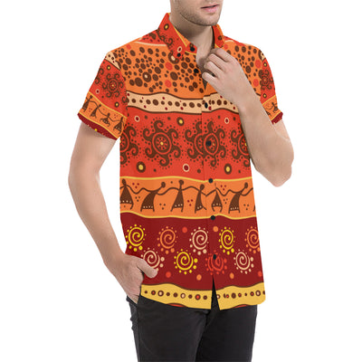 African Pattern Print Design 04 Men's Short Sleeve Button Up Shirt