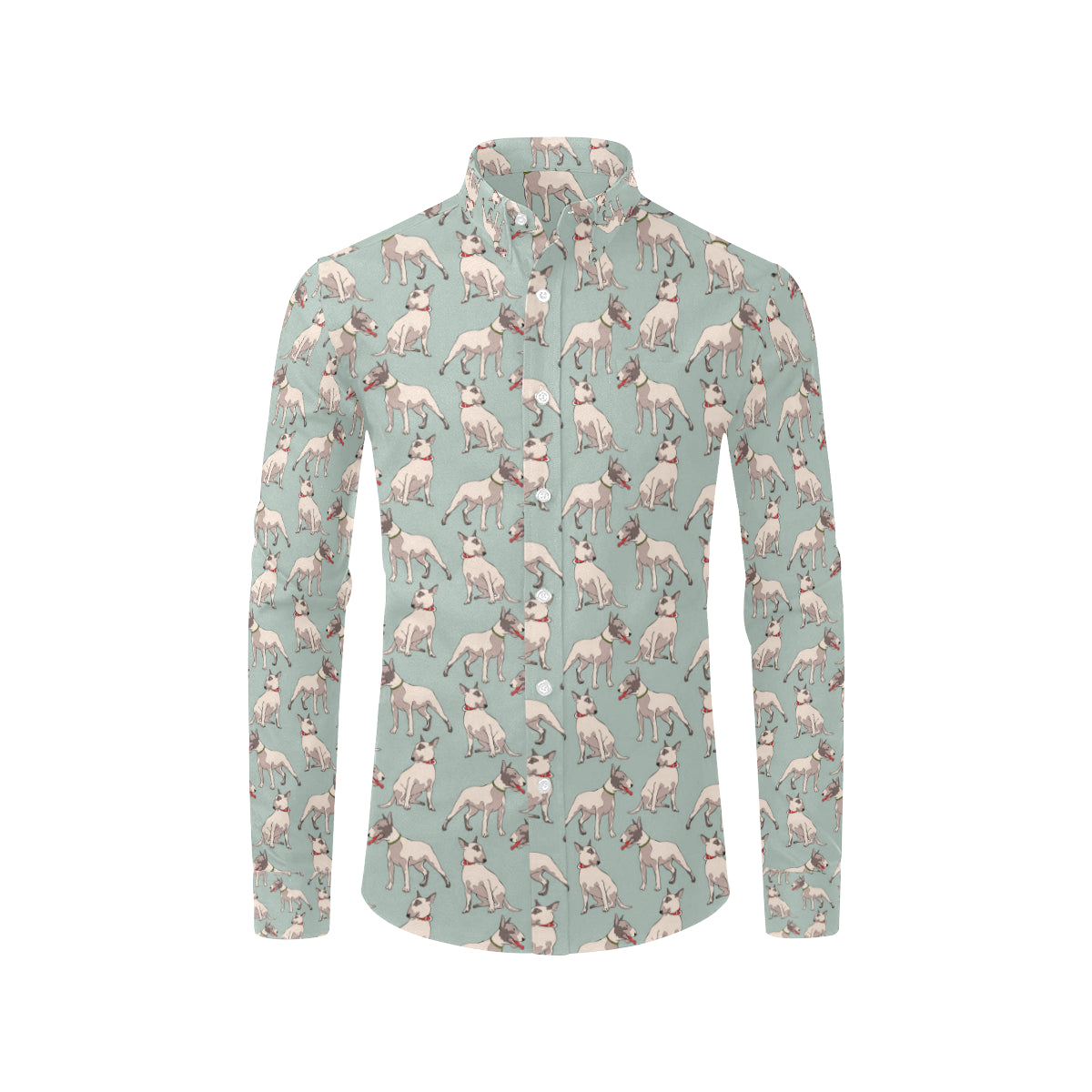 Bull Terrier Cute Print Pattern Men's Long Sleeve Shirt