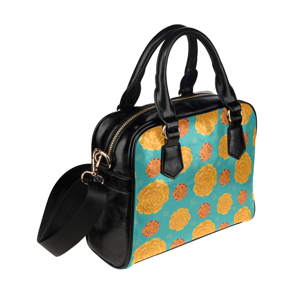 Marigold Pattern Print Design 02 Shoulder Handbag
