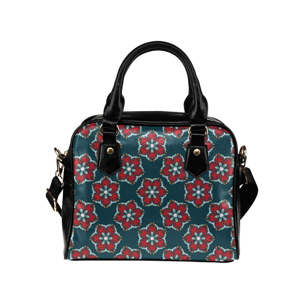 Poinsettia Pattern Print Design A03 Shoulder Handbag