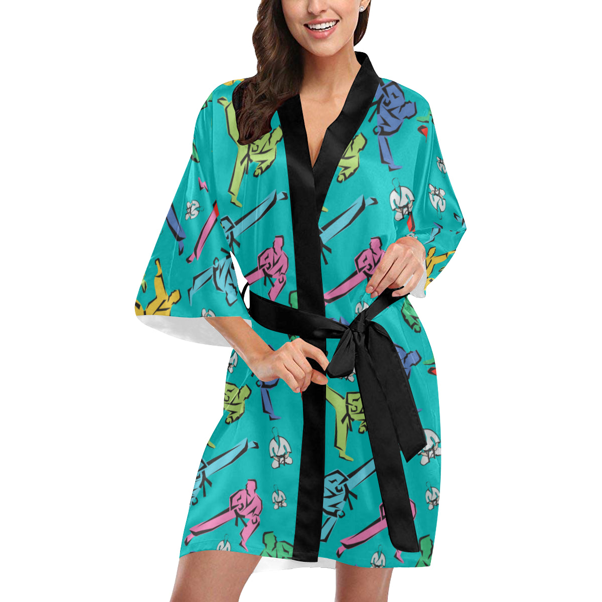 Judo Pattern Print Design 01 Women's Short Kimono