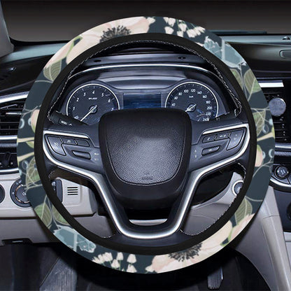 Anemone Pattern Print Design AM02 Steering Wheel Cover with Elastic Edge
