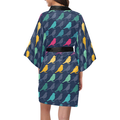 Birds Pattern Print Design 01 Women's Short Kimono