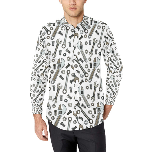 Mechanic Pattern Print Design 03 Men's Long Sleeve Shirt