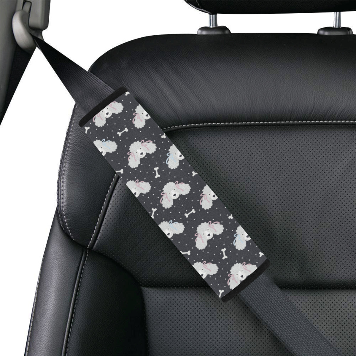 Poodle Pattern Print Design A03 Car Seat Belt Cover