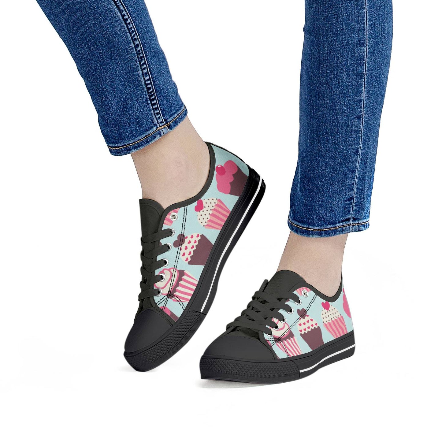 CupCake Print Pattern Women Low Top Shoes