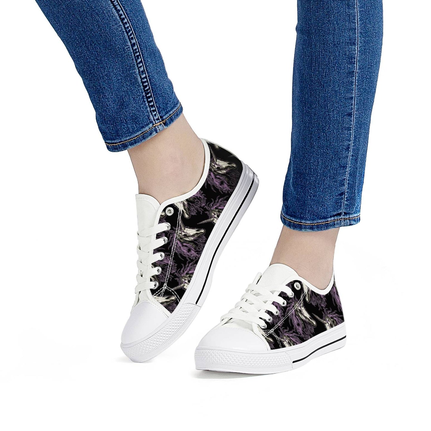 Unicorn Skull head Women Low Top Shoes