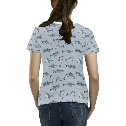 Shark Print Design LKS304 Women's  T-shirt