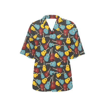Acoustic Guitar Pattern Print Design 01 Women's Hawaiian Shirt
