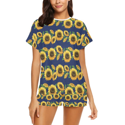 Sunflower Print Design LKS307 Women's Short Pajama Set