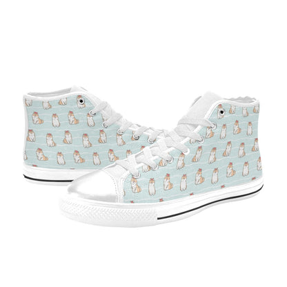 Shiba Inu Print Design LKS3011 High Top Women's White Shoes