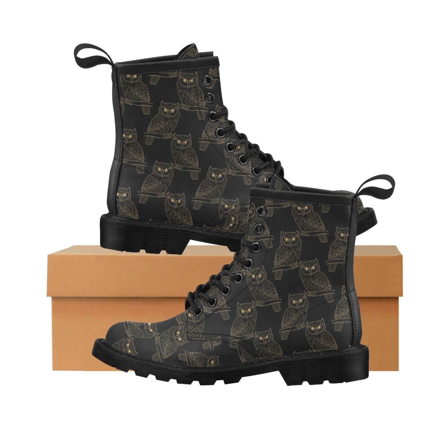 Gold Owl Pattern Women's Boots