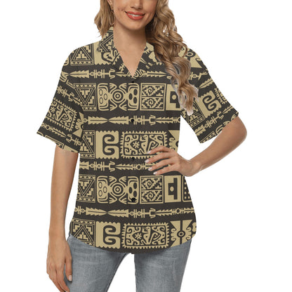 Mayan Pattern Print Design 03 Women's Hawaiian Shirt