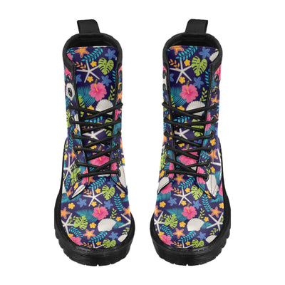 Beach Seashell Floral Theme Women's Boots