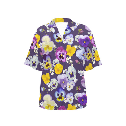 Pansy Pattern Print Design PS02 Women's Hawaiian Shirt