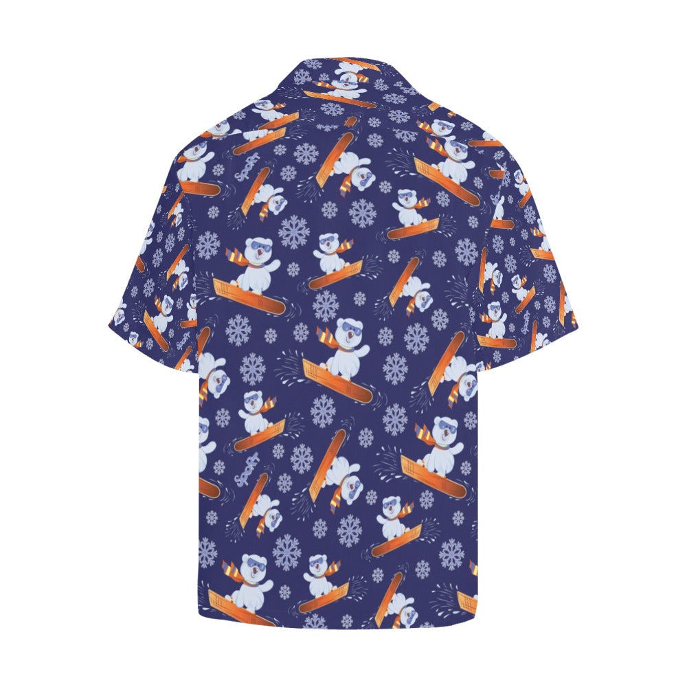 Snowboard Bear Print Design LKS305 Men's Hawaiian Shirt