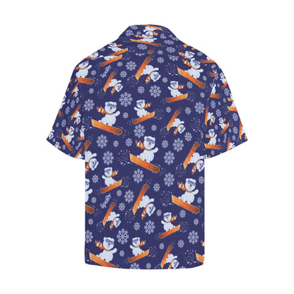 Snowboard Bear Print Design LKS305 Men's Hawaiian Shirt