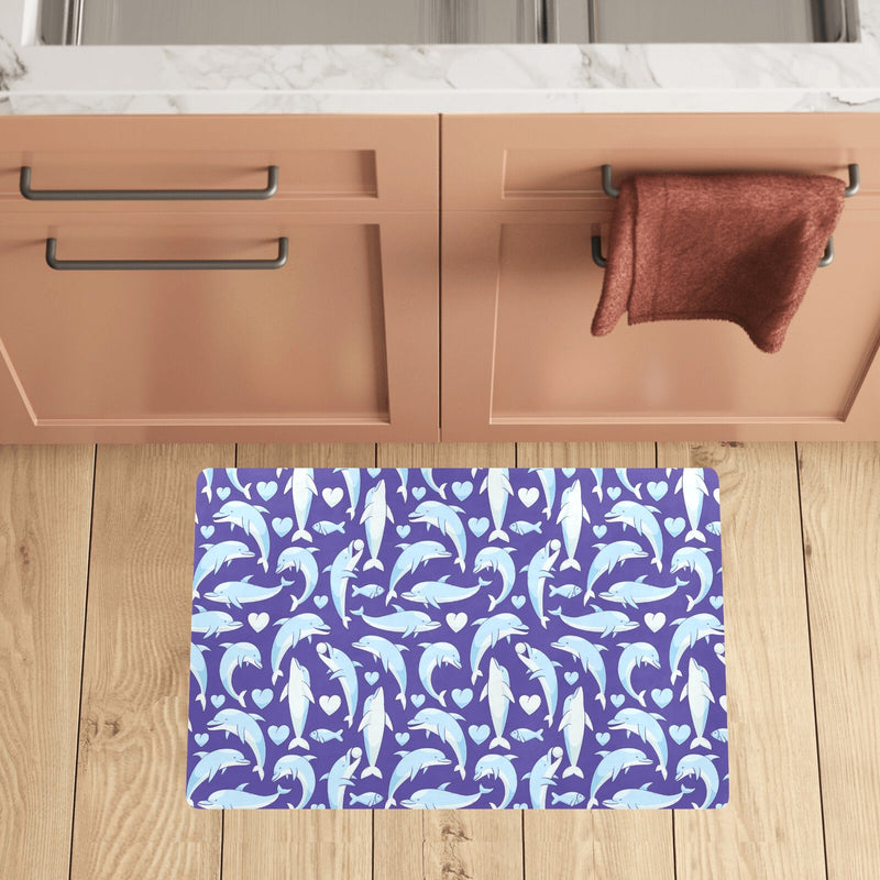 Dolphin Smile Print Pattern Kitchen Mat