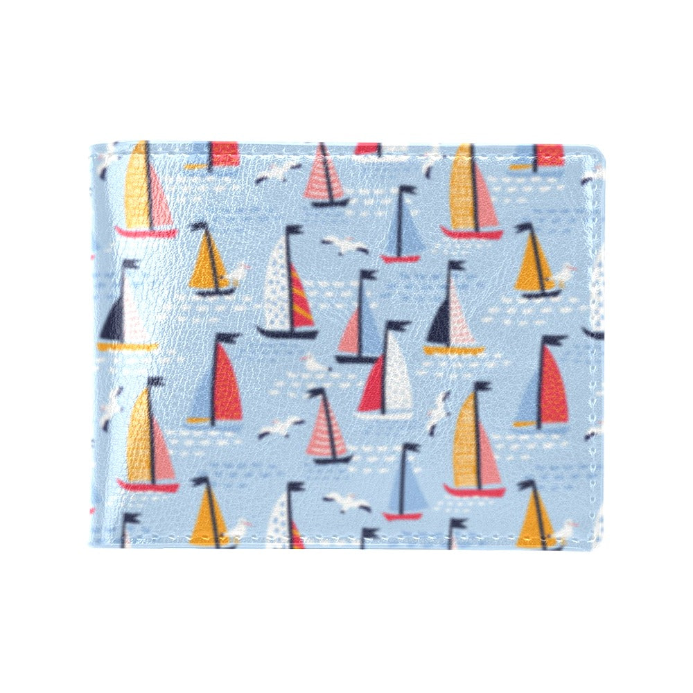 Sailboat Print Design LKS304 Men's ID Card Wallet