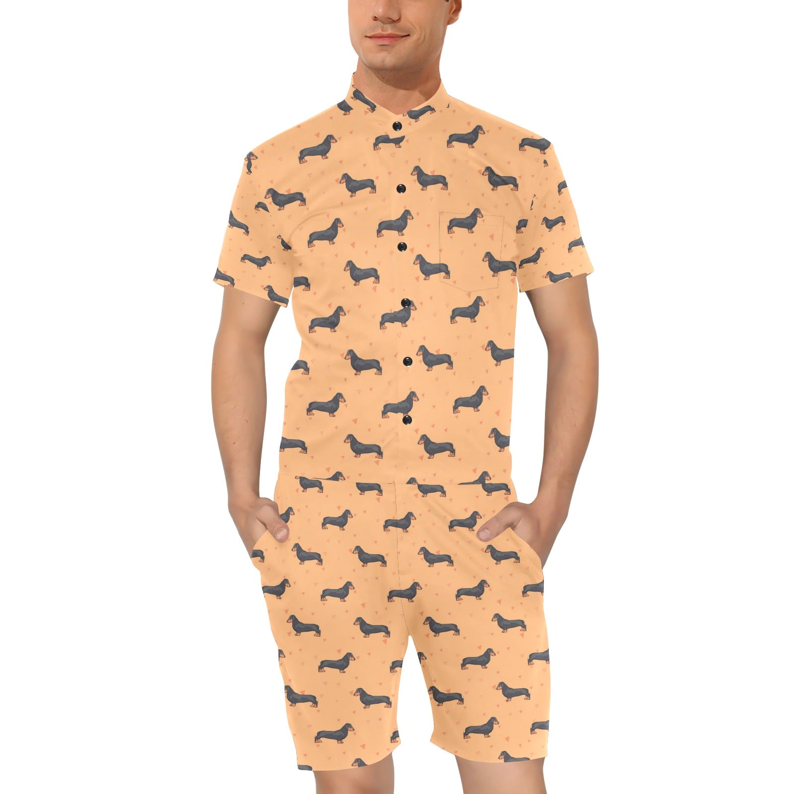 Dachshund Draw Print Pattern Men's Romper