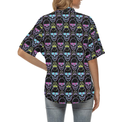 Skull 3D Colorful Print Design LKS309 Women's Hawaiian Shirt