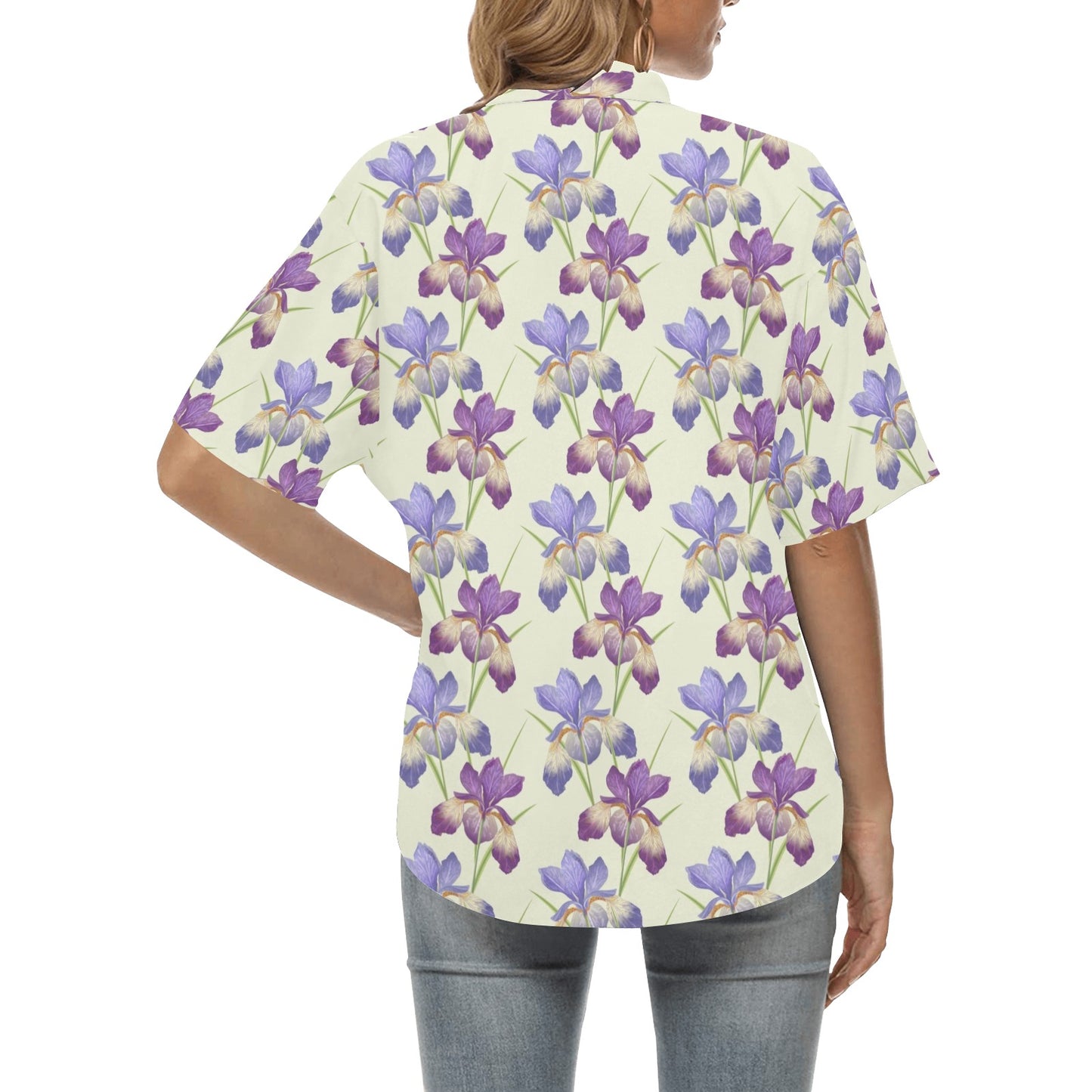 Iris Pattern Print Design IR08 Women's Hawaiian Shirt
