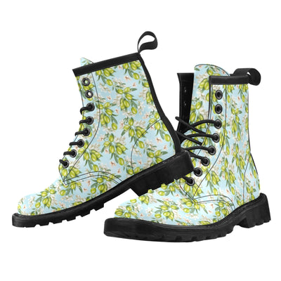 Elegant Olive Floral Print Women's Boots