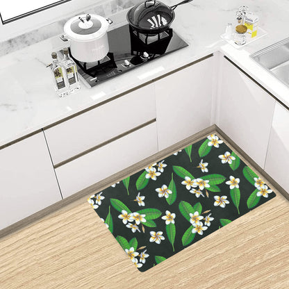White Plumeria Pattern Print Design PM023 Kitchen Mat