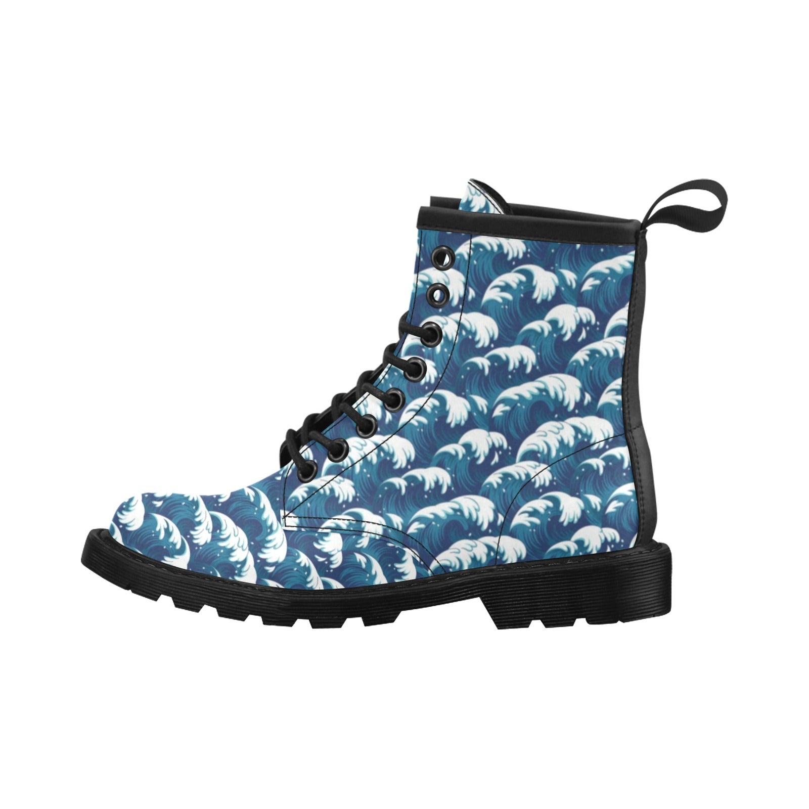 Ocean Wave Pattern Print Women's Boots