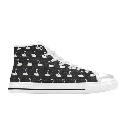 Swan Print Design LKS401 High Top Women's White Shoes