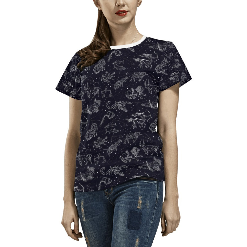 Zodiac Print Design LKS304 Women's  T-shirt