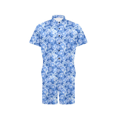 Tie Dye Blue Design Print Men's Romper