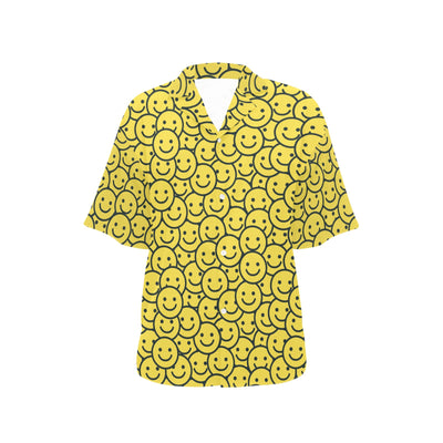 Smiley Face Emoji Print Design LKS302 Women's Hawaiian Shirt