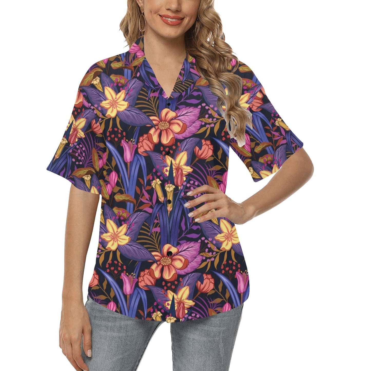 Lily Pattern Print Design LY016 Women's Hawaiian Shirt