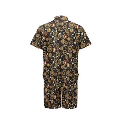 Steampunk Butterfly Design Themed Print Men's Romper