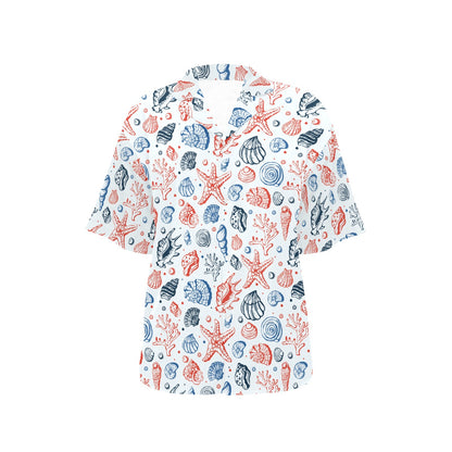 Seashell Print Design LKS307 Women's Hawaiian Shirt