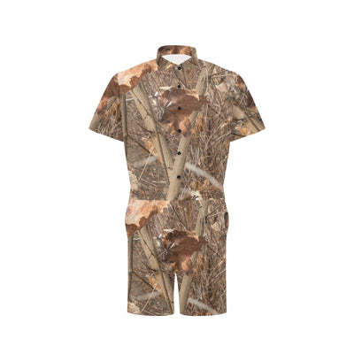 Camo Realistic Tree Forest Autumn Print Men's Romper