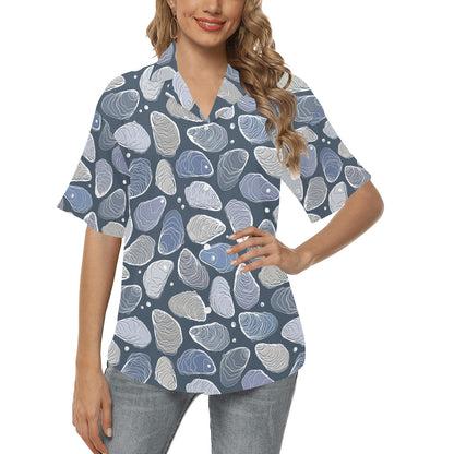 Oyster Pattern Print Design 02 Women's Hawaiian Shirt