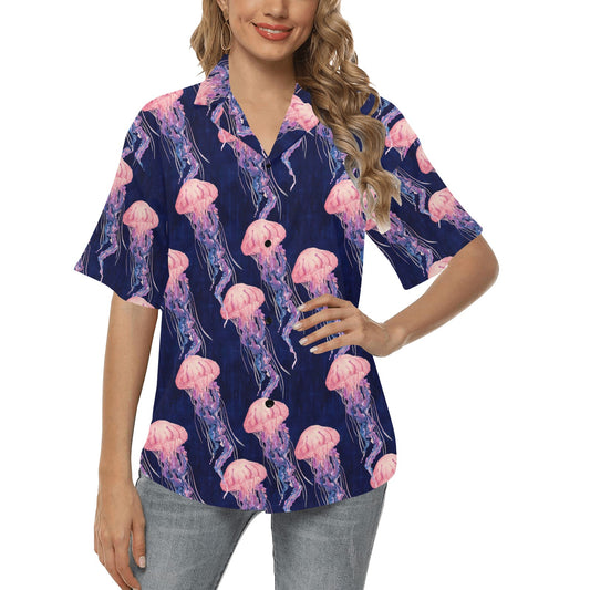 Jellyfish Pattern Print Design 03 Women's Hawaiian Shirt
