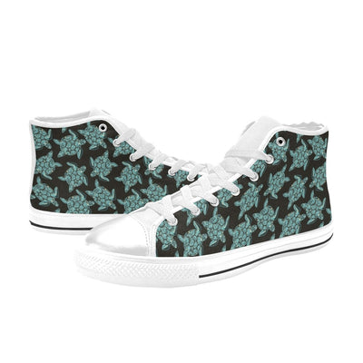 Sea Turtle Print Design LKS302 High Top Women's White Shoes