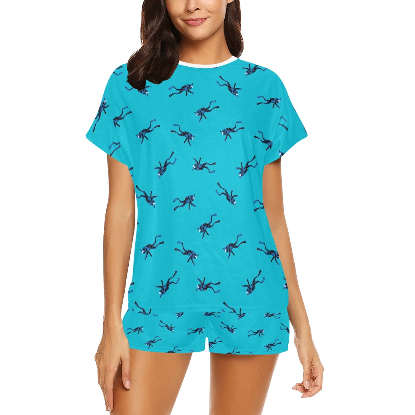 Scuba Driver Print Design LKS304 Women's Short Pajama Set