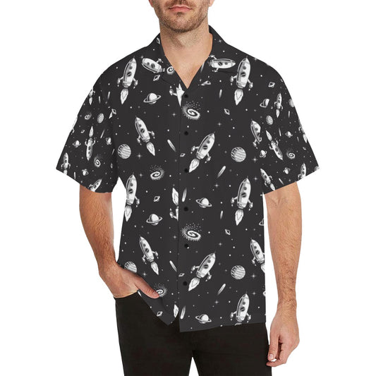 Space Rocket Print Design LKS303 Men's Hawaiian Shirt
